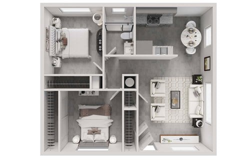 Floor plan for 2 beds, 1 bath, 800 sqft